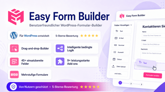 Easy Form Builder, der benutzerfreundliche WordPress-Formularbaukasten